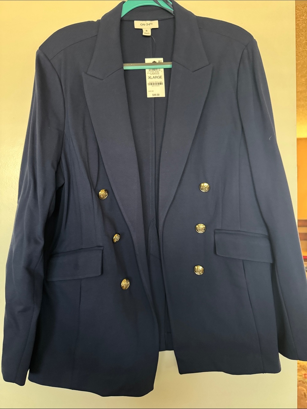 ON 5th Women's Navy Double-Breasted Blazer